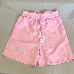 Pink Palm Tree Print swim shorts